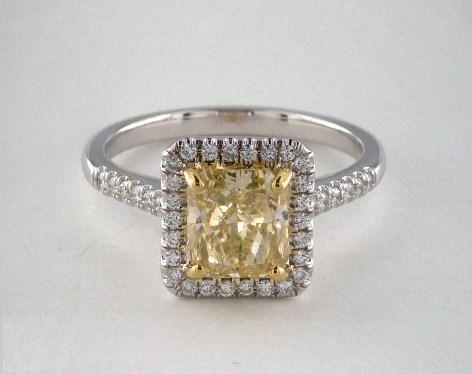 18k white gold halo yellow radiant diamond