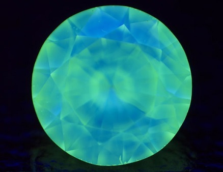 2 tone mixture of green and blue diamond fluorescence