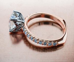 rose gold sidestones ring